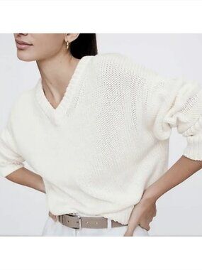 Banana Republic Cotton V-Neck Sweater, White